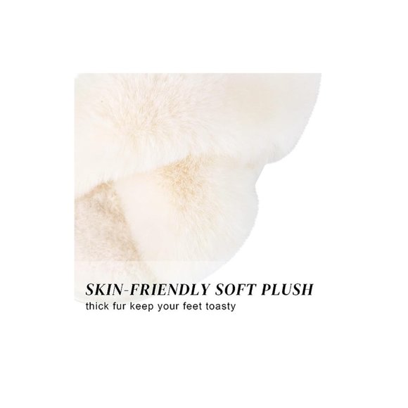 Women's Cross Band Slippers Fuzzy Soft House Slippers Plush Furry Size 9 - Picture 4 of 11